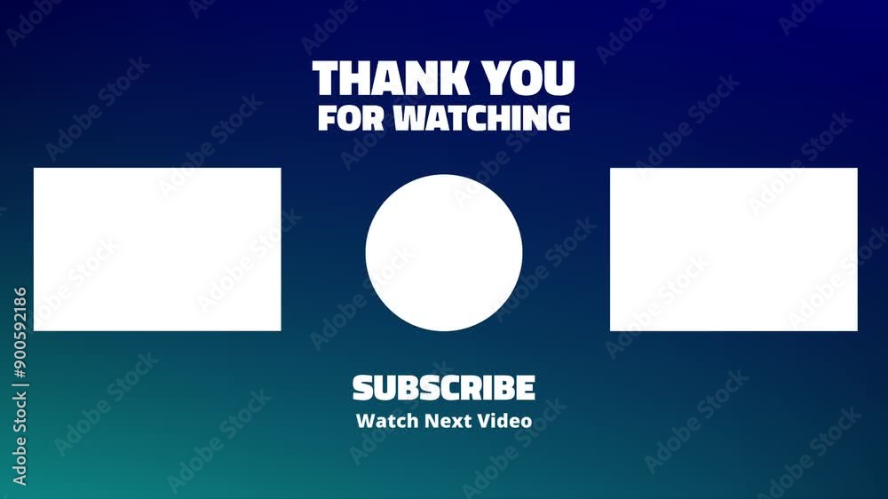 Animation End Screen for social media with blank templates for video on a gradient blue background. Thank for watching and reminder for subscribe. white screen chroma key. Motion Graphic.