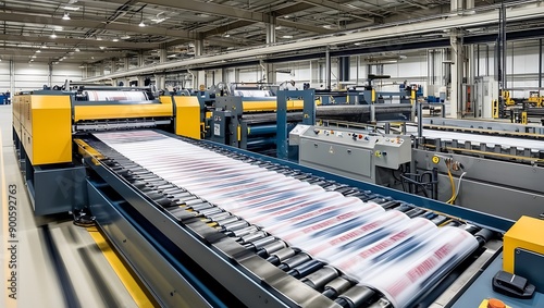 High-speed printing machine produces magazines, displays speed and productivity, focuses on, media production, AI-GENERATED high-quality photos © Rama