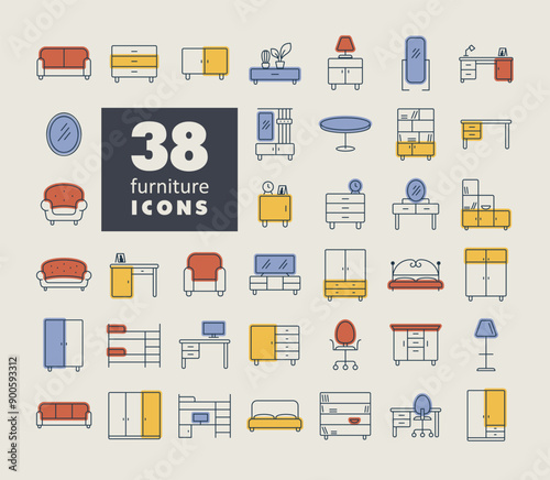 Simple set of Furniture vector icon