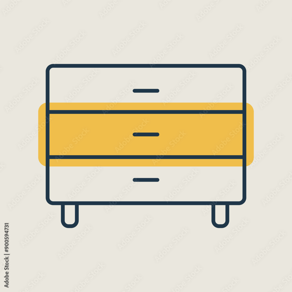 Bedside dresser vector icon. Chest of drawer Bedside dresser vector icon. Chest of drawer