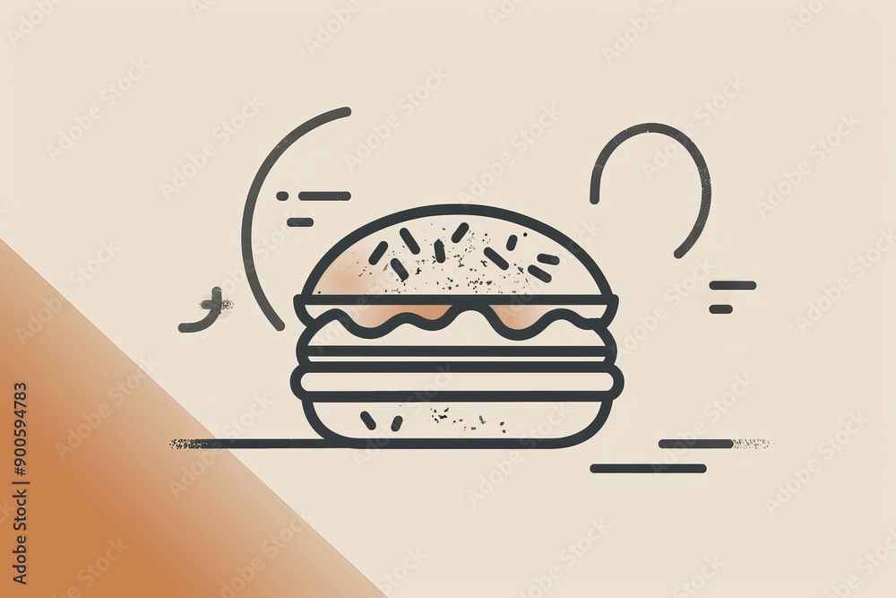 A simple illustration of a burger with sesame seeds on the bun. A simple illustration of a burger with sesame seeds on the bun.