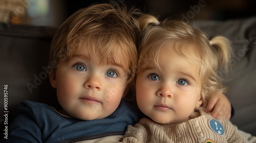 siblings posing with a cute smile close up