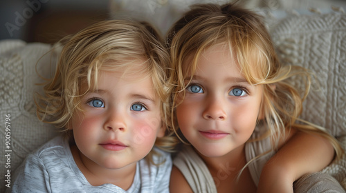 cute siblings posing with a close up smile