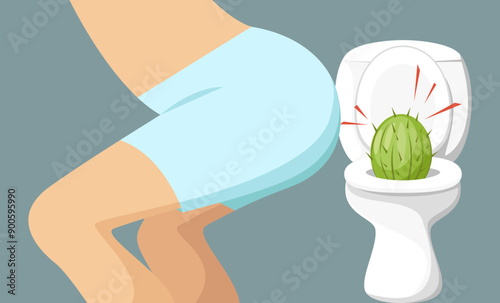 Hemorrhoids, medical concept, the problem of going to the toilet.