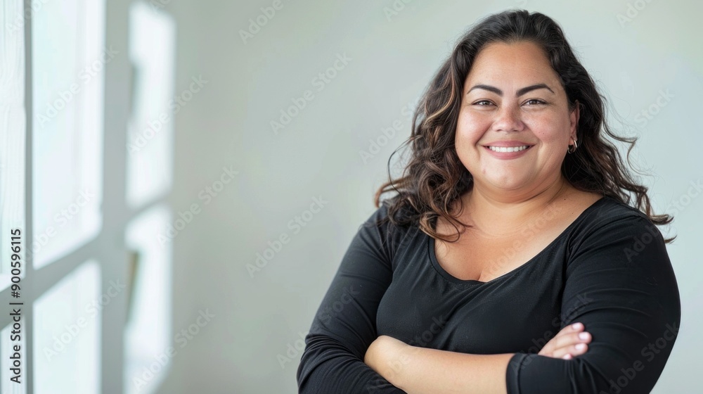 A woman with long hair is smiling and posing for a picture A woman with long hair is smiling and posing for a picture
