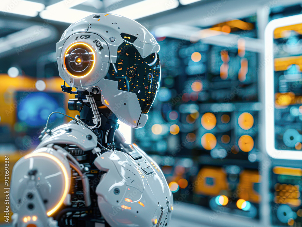 Fototapeta premium A robot with a white body