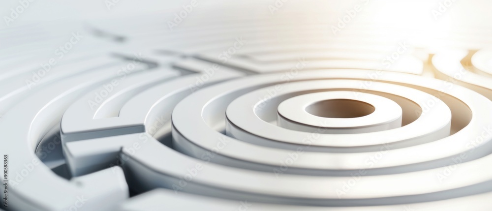 White Circular Maze in Soft Light. Generative ai White Circular Maze in Soft Light. Generative ai