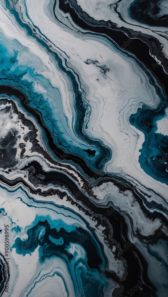 Trendy ink artwork Abstract swirls and ripples in marble or agate style for elegant wallpapers - high contrast