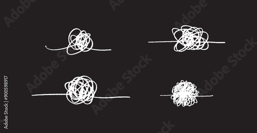 Random scribble shapes. Collection of chaotic hand-drawn doodles. Vector illustration for artistic designs.