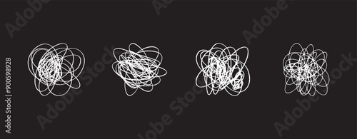 Random scribble shapes. Collection of chaotic hand-drawn doodles. Vector illustration for artistic designs.