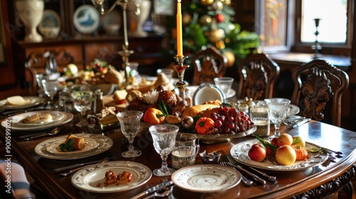 A menu of drinks and fruit is served on the table for family meals.