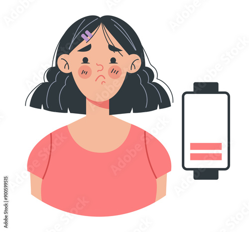 Low energy emotional stress tired people concept. Vector flat graphic design cartoon illustration