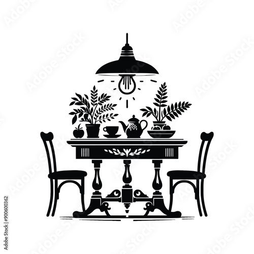 Table silhouette vector illustration