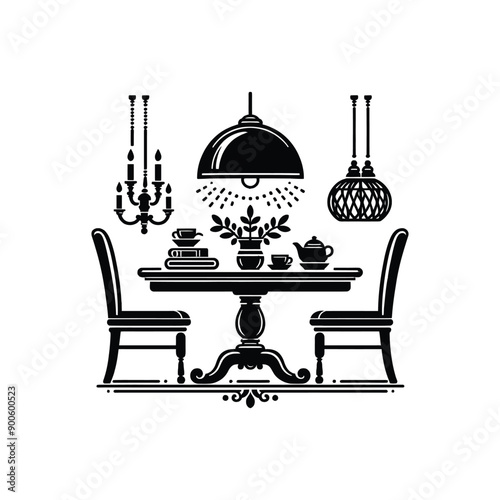 Table silhouette vector illustration