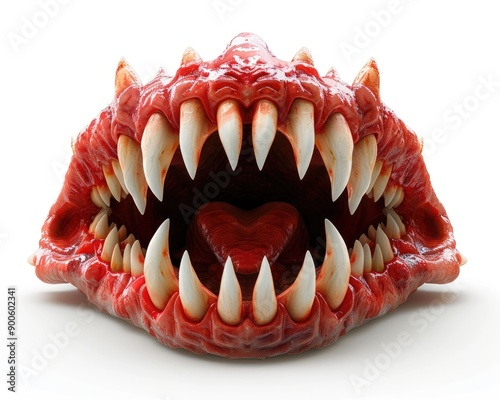 A striking and terrifying monster mouth with sharp teeth, perfect for horror-themed projects or artistic designs.