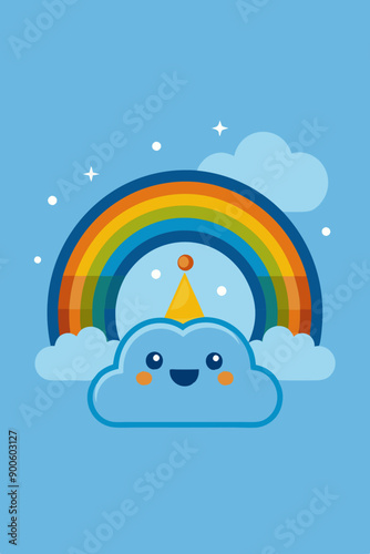 Colorful Happy Birthday background with rainbow