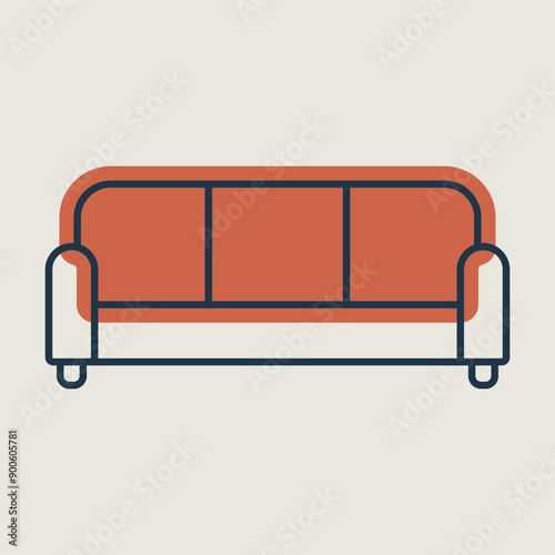 Soft sofa vector icon. Furniture sign