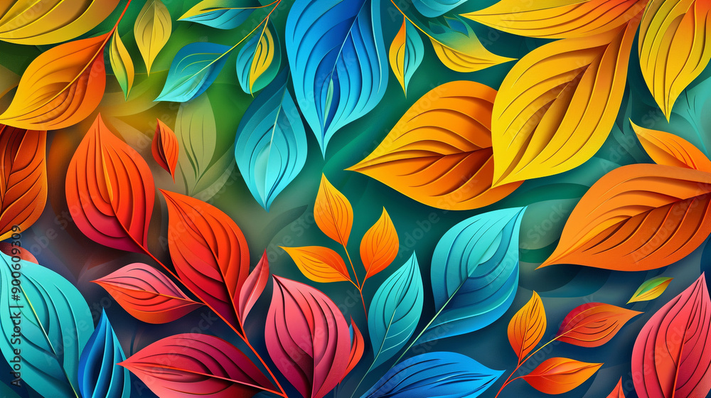 Abstract paper cut style flower leaf pattern color for decorative background Abstract paper cut style flower leaf pattern color for decorative background