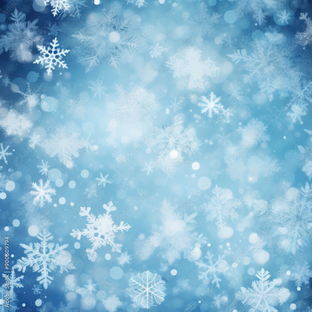 Beautiful Pattern of White Snowflakes Floating on a Soft Blue Background Beautiful Pattern of White Snowflakes Floating on a Soft Blue Background