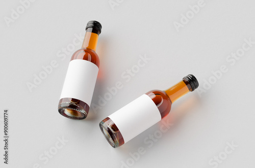 Small rose wine bottle mockup. Bordeaux shape.