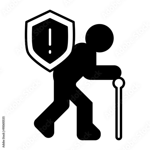 elderly care icon. black fill icon