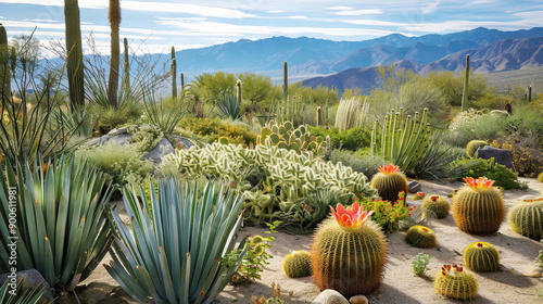 Cacti and flower in desert landscapes from Southern California