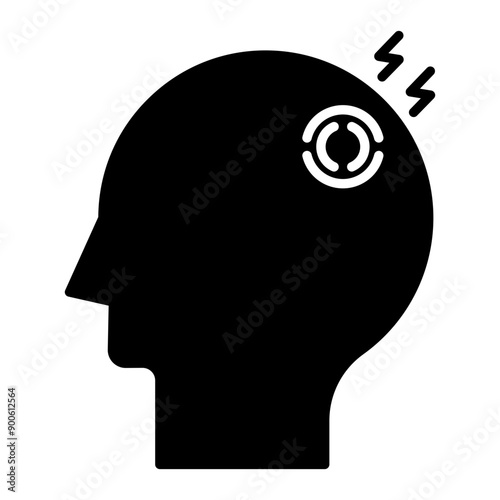headache icon. black fill icon