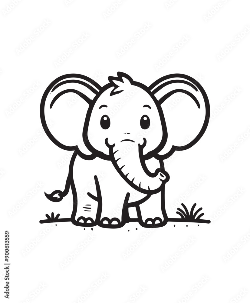 Naklejka premium Elephant vector art,graphics Elephants icons set,vintage illustration Elephant clipart,vector Elephants flat style artwork design