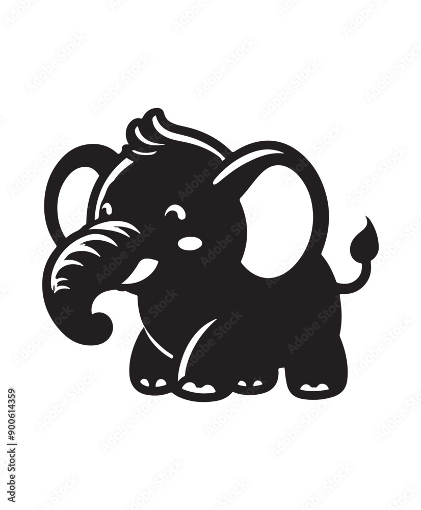 Fototapeta premium Elephant vector art,graphics Elephants icons set,vintage illustration Elephant clipart,vector Elephants flat style artwork design