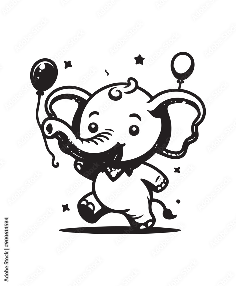 Obraz premium Elephant vector art,graphics Elephants icons set,vintage illustration Elephant clipart,vector Elephants flat style artwork design