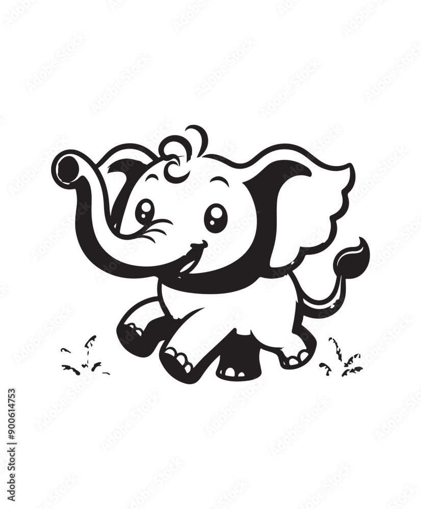 Obraz premium Elephant vector art,graphics Elephants icons set,vintage illustration Elephant clipart,vector Elephants flat style artwork design