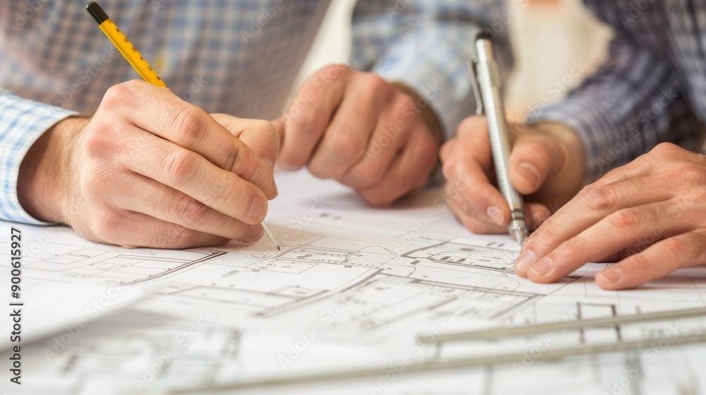 architect working on blueprints architect working on blueprints