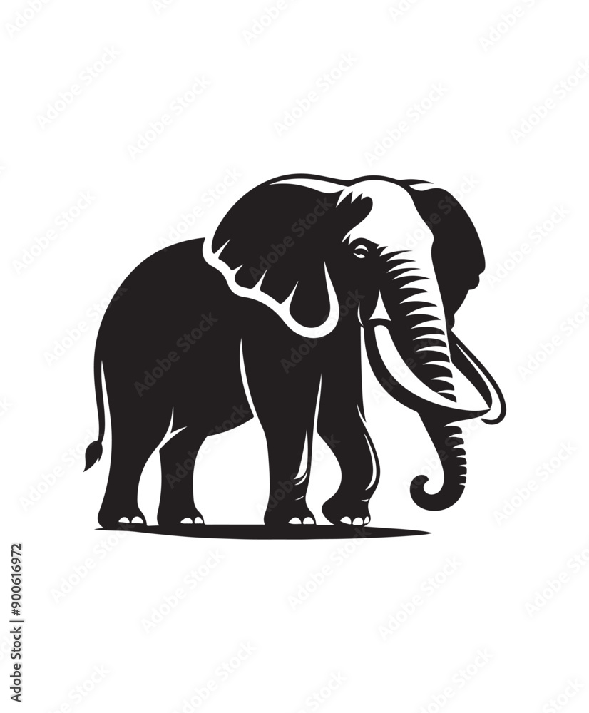 Obraz premium Elephant vector art,graphics Elephants icons set,vintage illustration Elephant clipart,vector Elephants flat style artwork design