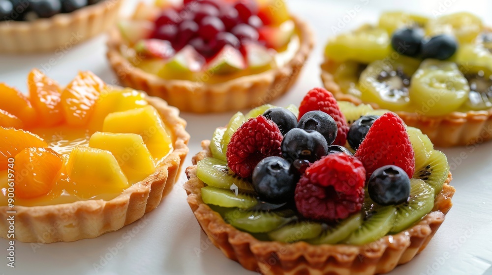 Culinary Delights. Array of Colorful Fruit Tarts, High Detailed Concept Culinary Delights. Array of Colorful Fruit Tarts, High Detailed Concept