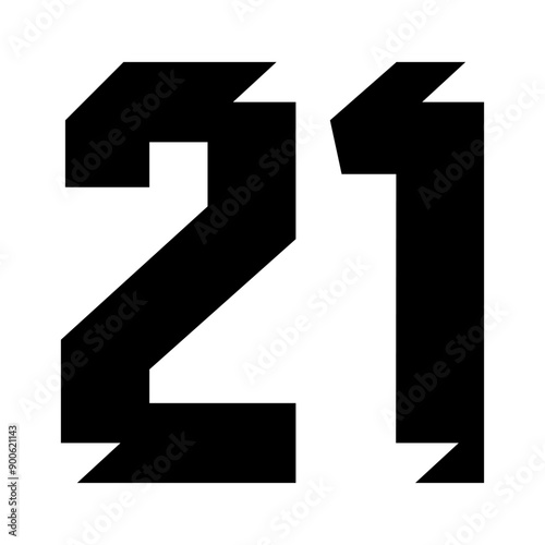 21 Vintage Sport Jersey numbers in black with a white background	