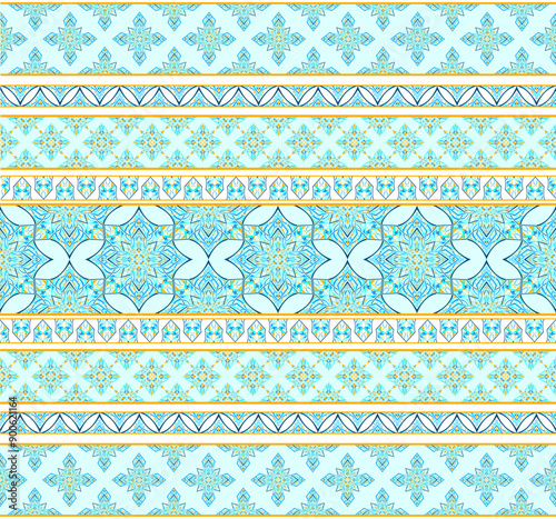 Vintage geometric seamless floral pattern, batik, geometric, tribal fabric, printed fabric, vector 