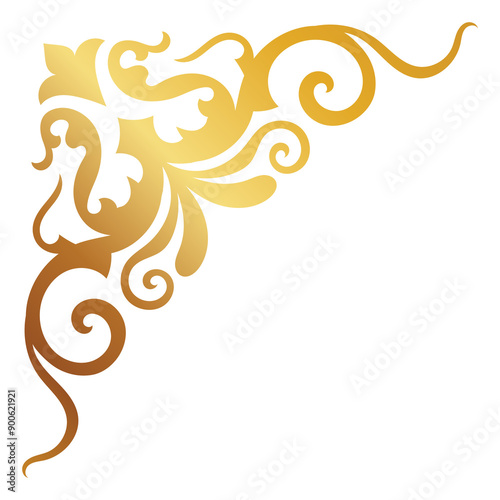 Elegant gold corners, vintage style, beautiful, intricate scrolling wood.