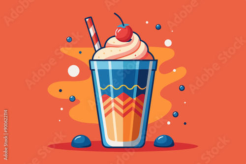 Colorful tasty milkshake with cream