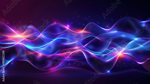 Futuristic Digital Waves with Blue and Purple Gradient