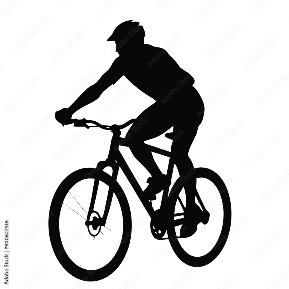 Obraz premium a mountain rider going fast with bycicle vector silhouette, isolated white background 