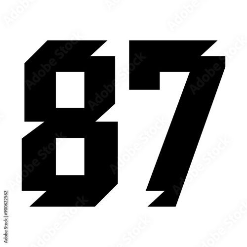 87 Vintage Sport Jersey numbers in black with a white background