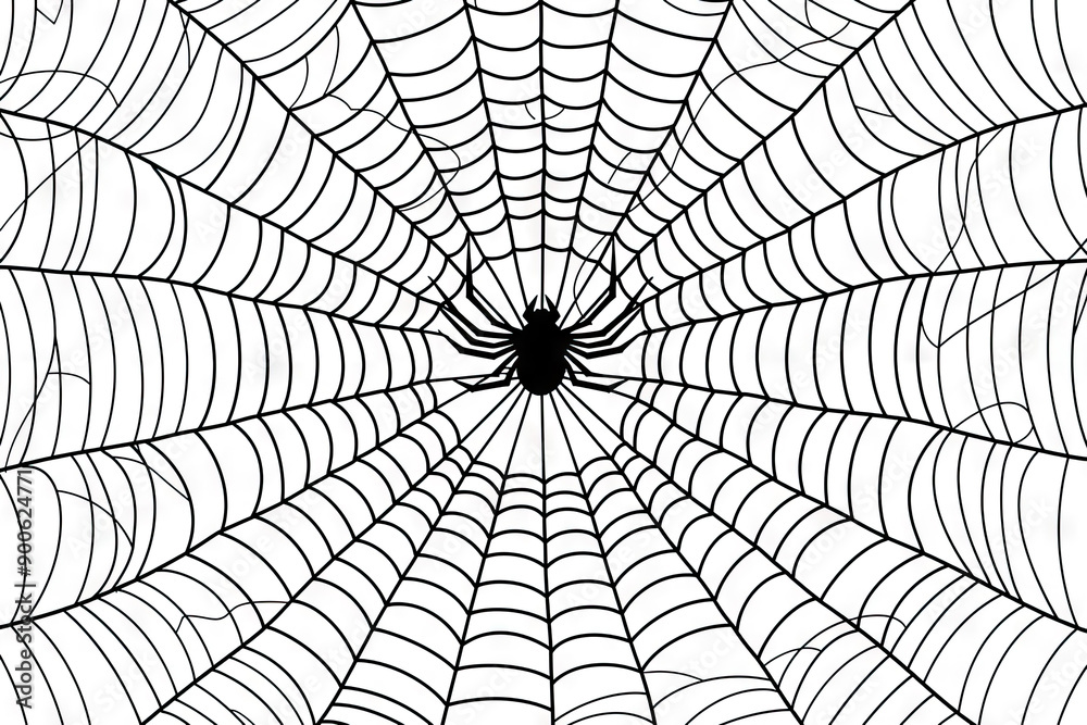 Fototapeta premium spider web design, black and white, line art, simple, clean background