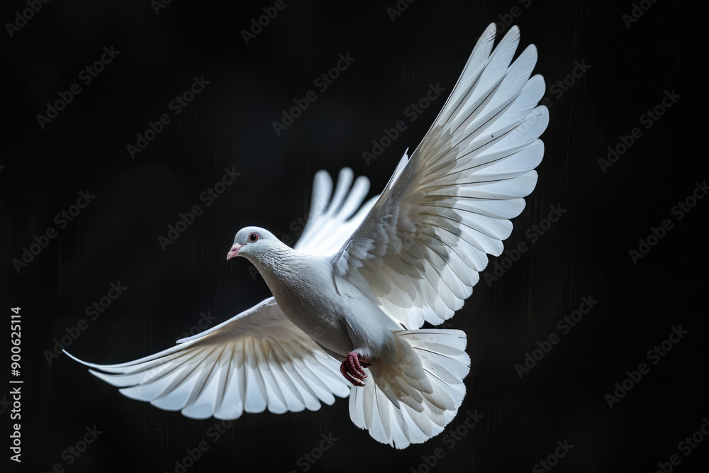 white dove flying, black solid clean background white dove flying, black solid clean background