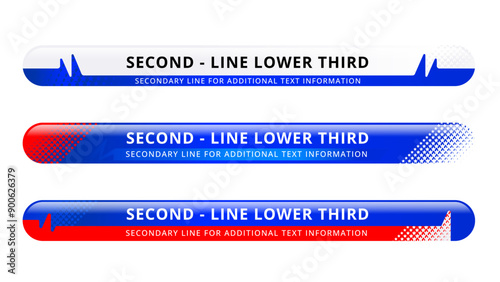 Set of lower third or television news bar design with geometric template isolated on white background.