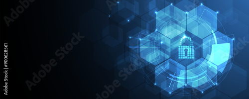 Cyber security and information or network protection. Future cyber technology web services for business and internet project. Vector art.