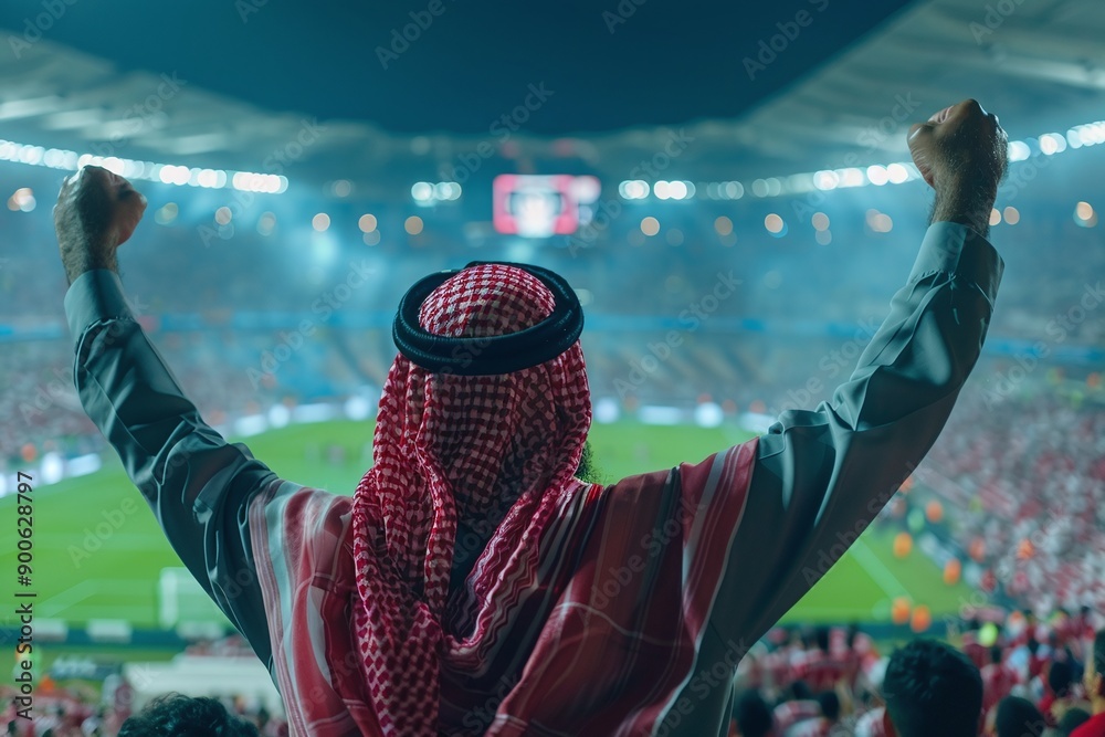 Fototapeta premium ai generative arabian man watching football at stadium