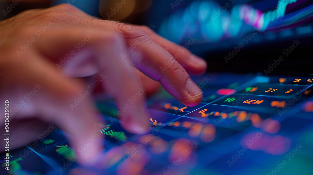 Closeup hand using computer refining AI processes artificial intelligence Closeup hand using computer refining AI processes artificial intelligence