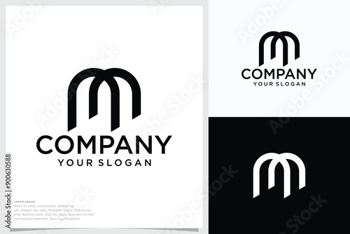abstract three M logo Letter M Construction Architecture Building Logo.