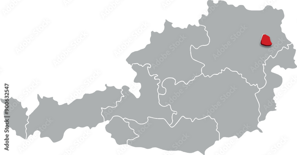 Fototapeta premium VIENNA map FEDERATE STATE of AUSTRIA 3d isometric map