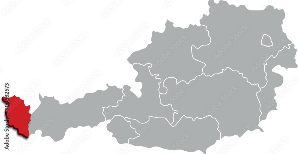 Fototapeta premium VORARLBERG map FEDERATE STATE of AUSTRIA 3d isometric map